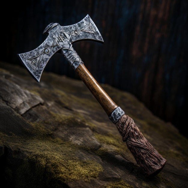 a close up of a axe