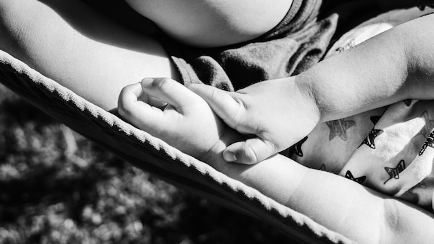 Close-up of baby boy hands