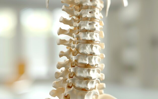 Photo a close up of the back of a skeleton with the back pain visible