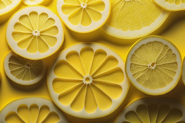 Close up of a backdrop pattern of fresh lemon slices