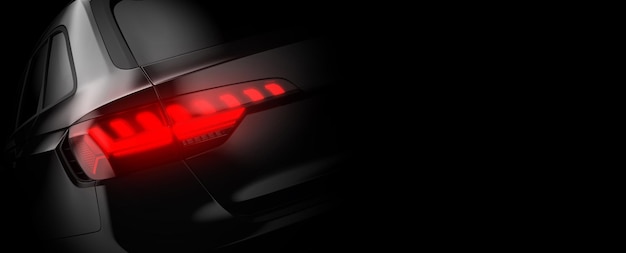 Close up of a backlight of a generic and unbranded car 3D illustration