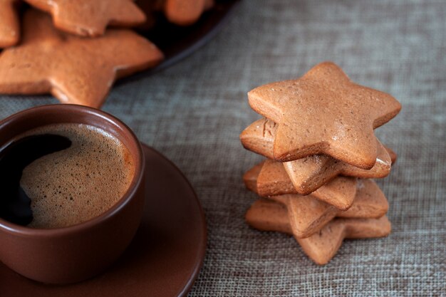 close up of baked gingerbread cookies for Christmas