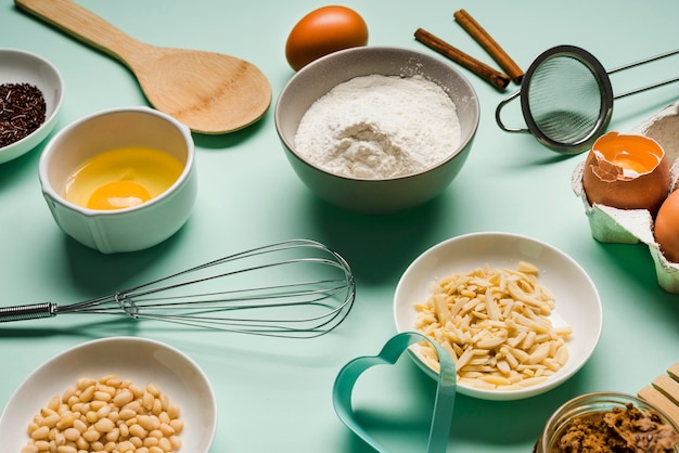 Close-up baking supplies on the table