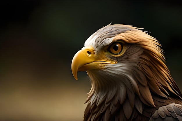 A close up of a bald eagle's face