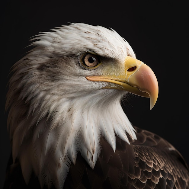 A close up of a bald eagle's head