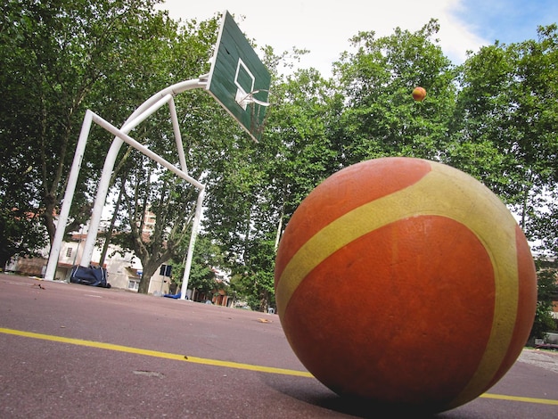 Close-up of ball on court