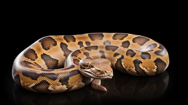 Close up of ball python on black background nonvenomous snake python regius