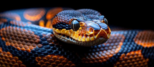 Close Up of Ball Python on Black Background