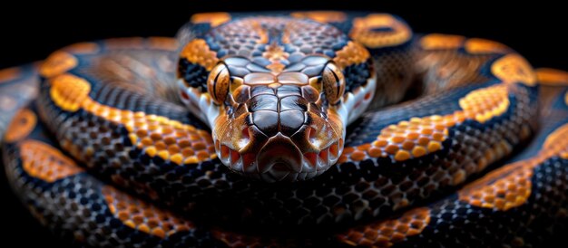 Close Up of Ball Python on Black Background