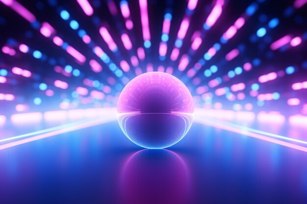 A close up of a ball on a table with a lot of lights generative ai