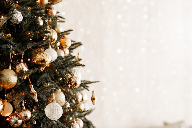 Close up of balls on christmas tree