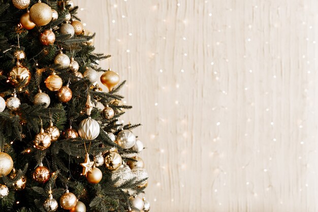 Close up of balls on christmas tree