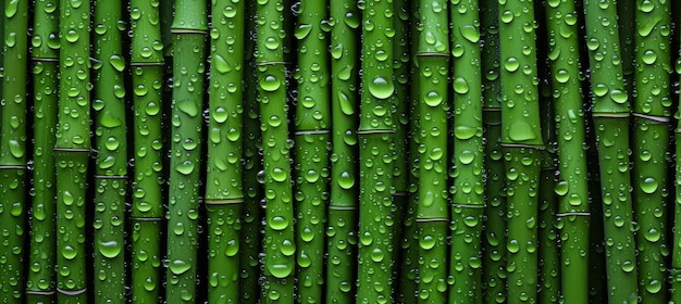 Photo close up of bamboo background with water droplets perfect for natural and zen concepts and designs