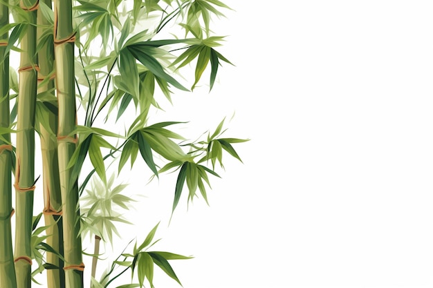 a close up of a bamboo plant with green leaves on a white background generative ai