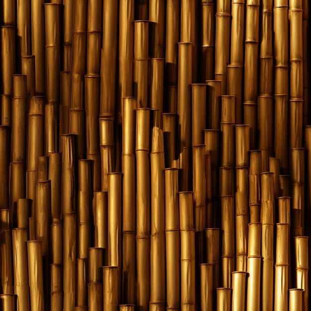 Photo a close up of a bamboo wall with many different types of bamboo generative ai