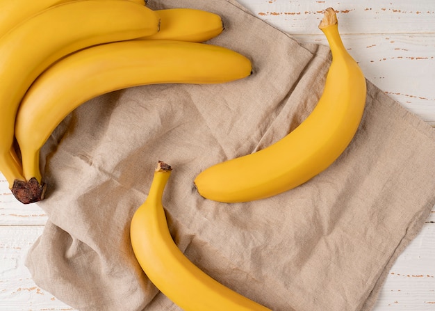 close up bananas on a table