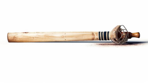 Foto close-up di una mazza da baseball su sfondo bianco