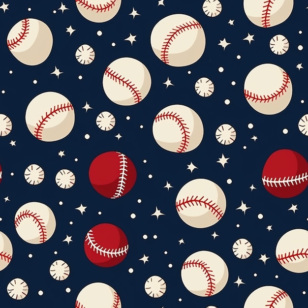 a close up of a baseball pattern with stars and balls generative ai