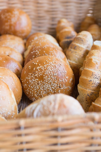 Close up of basket with breads