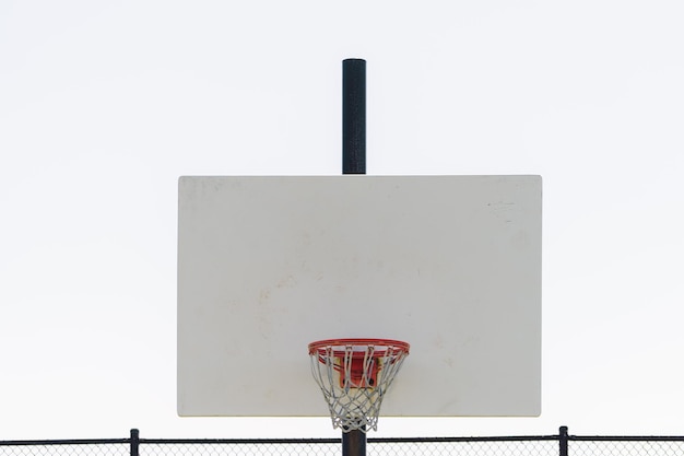 Close-up of basketball hoop against sky