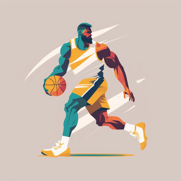A close up of a basketball player with a ball in his hand generative ai