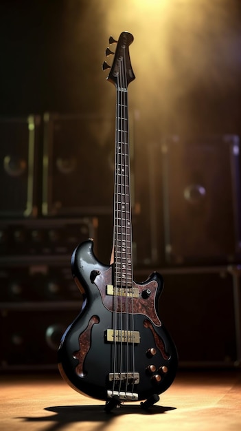 Body of a classic black bass guitar | Stock image | Colourbox