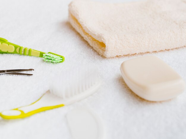 Foto accessori da bagno close-up per bambino