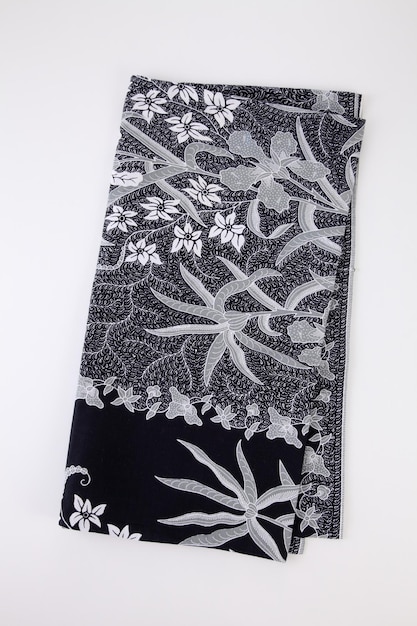 Close-up of batik sarong on white background