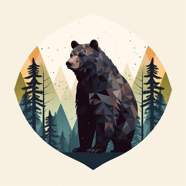 Photo a close up of a bear in a forest with trees generative ai