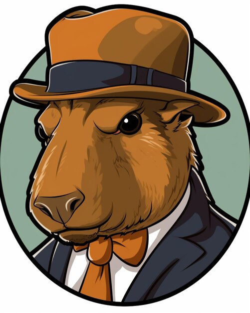 a close up of a bear wearing a hat and tie generative ai