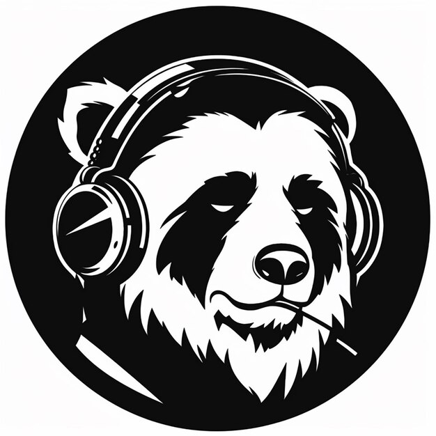 Photo a close up of a bear wearing headphones and smoking a cigarette generative ai