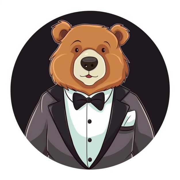 a close up of a bear wearing a tuxedo in a suit generative ai