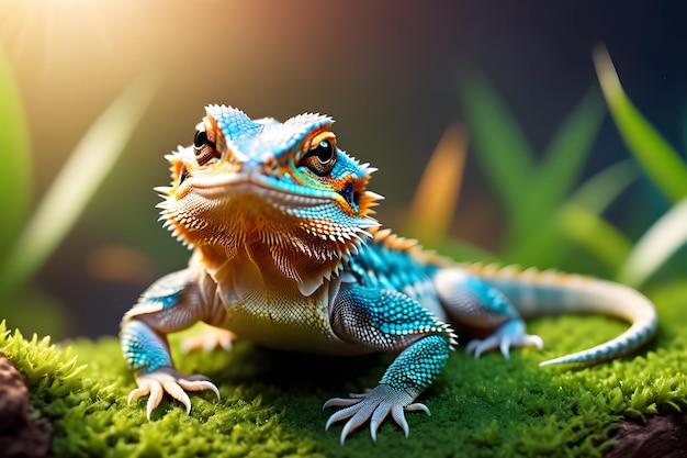 close up bearded lizard on natural background