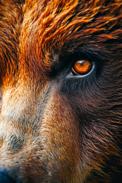 Close up of bears face focusing on its eye