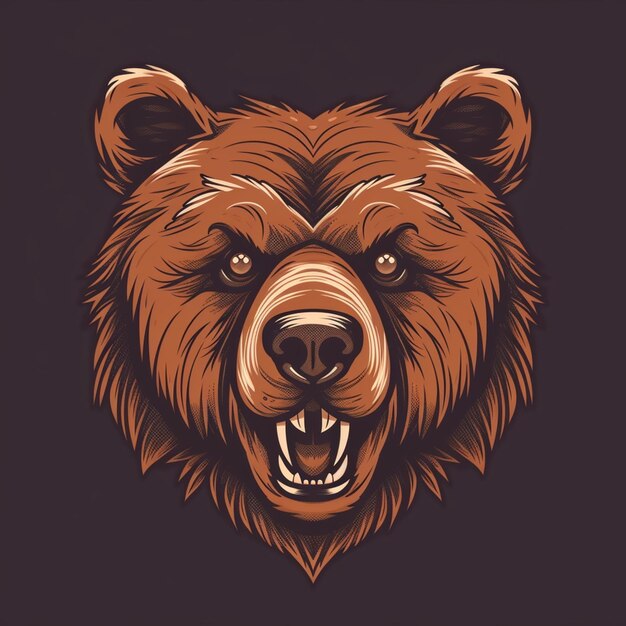 Photo a close up of a bears face with a dark background generative ai