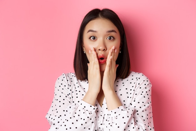 Close up of beautiful Asian woman beauty blogger