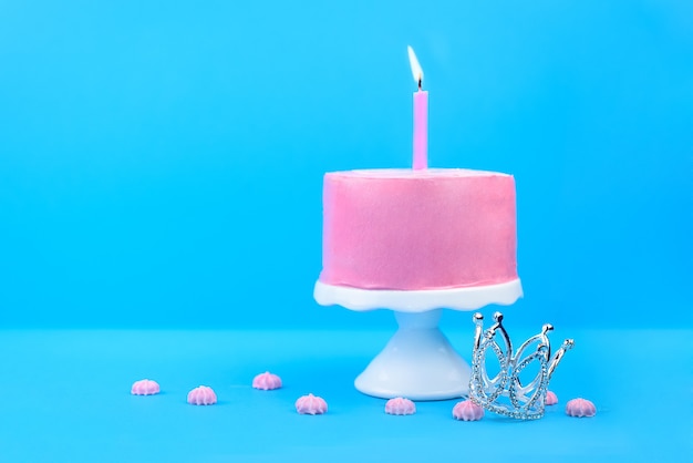 Close up on beautiful birthday cake isolated