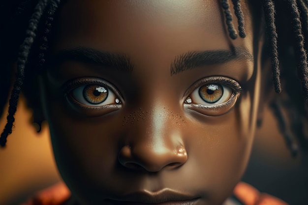 Close up of beautiful black girl eye Generative AI