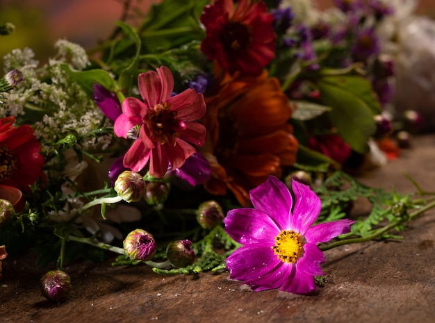 Close-up of beautiful bouquet of bright flowers