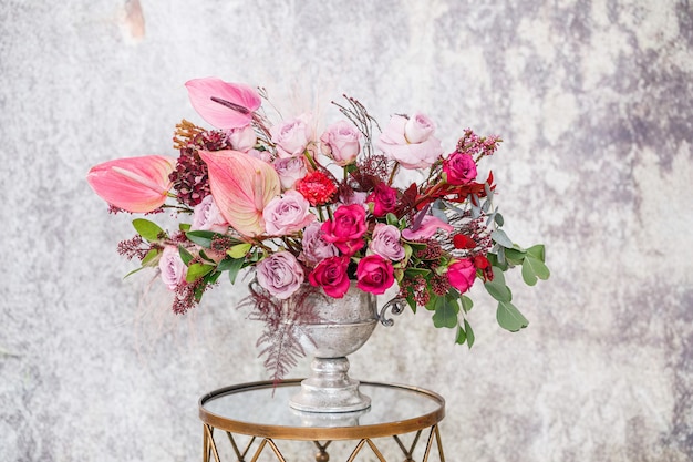 Close-up. Beautiful bouquet of fresh flowers.