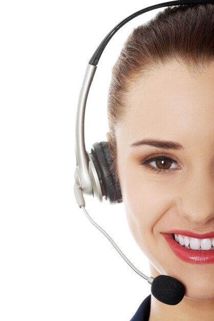 Photo close-up of beautiful businesswoman against white background