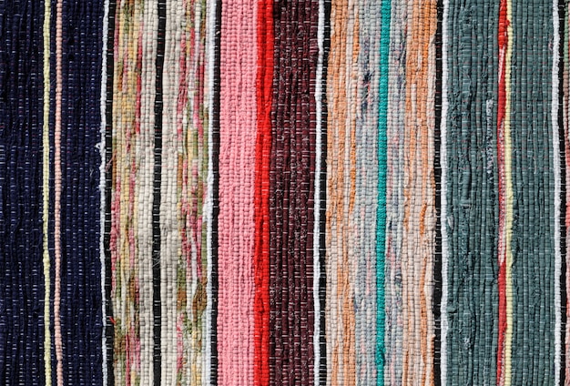 Close up of beautiful colorful hand made motley rug or carpet