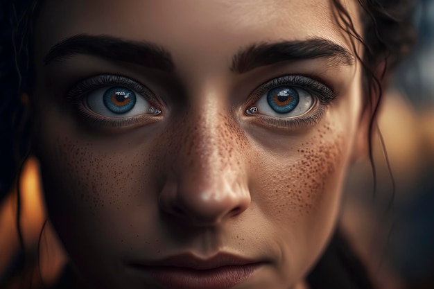 Close up of a beautiful girl eye Generative AI