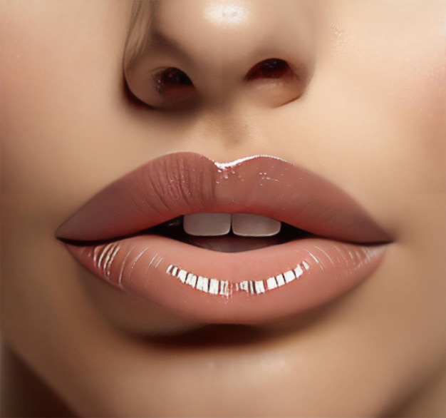 Close up of beautiful lips Skin