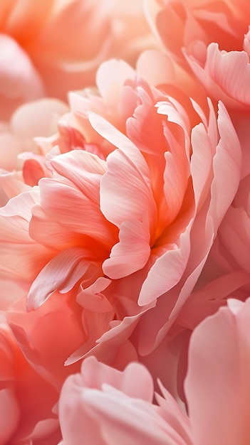 Close up beautiful peach fuzz tulip flowers