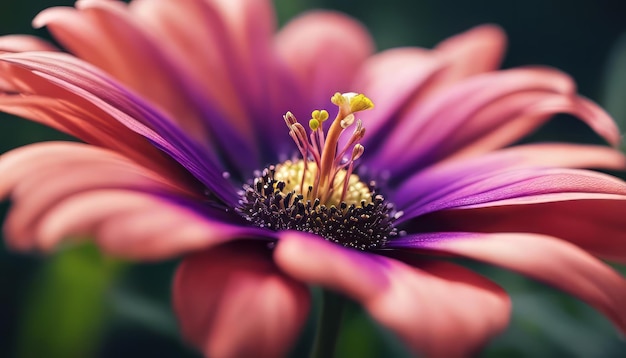 Close up of a beautiful purple daisy flower in the garden