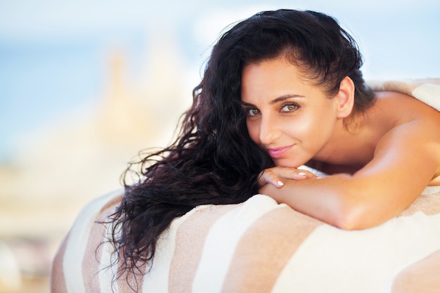 Close-up of a Beautiful Woman Getting Spa Treatment 