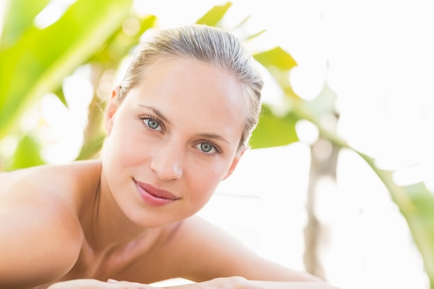 Close up of a beautiful woman on massage table