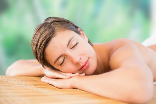 Close up of a beautiful woman on massage table