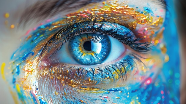 Close Up of beautiful womans eye with creative makeup